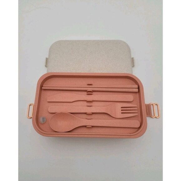 Our Place THE LUNCH BOX Pink Dishwasher Safe Sushi Bento Box Chopsticks Utensils - Picture 2 of 11